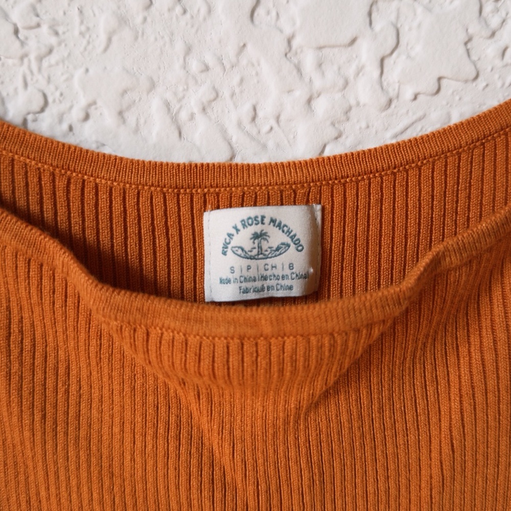 RVCA X ROSE MACHADO RUST COPPER ORANGE RIBBED SPAGHETTI STRAP MIDI DRESS SMALL - Picture 5 of 5